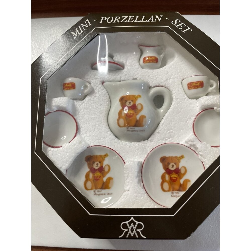 VTG Reutter Mini China Set Dollhouse Teddy Bear Germany Porcelain M. Steiff 1987